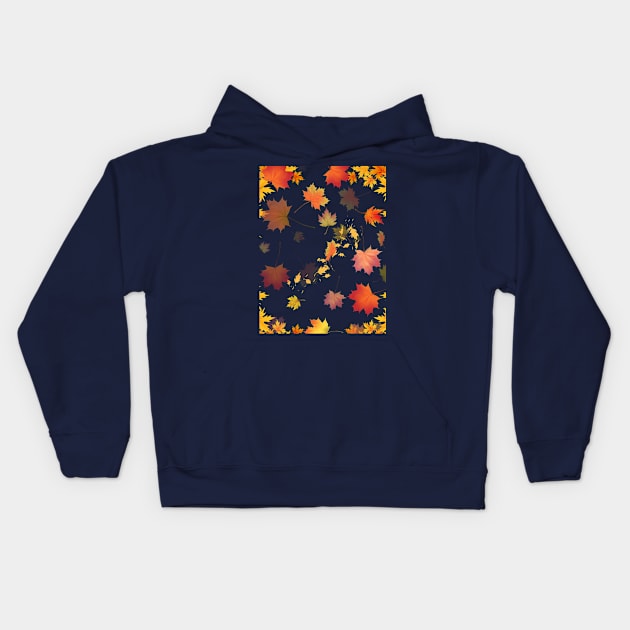 Autumn Scattered Leaf Design - Fall Leaves - Maple Leaves  - Autumn Colours - Orange Background Kids Hoodie by Ric1926